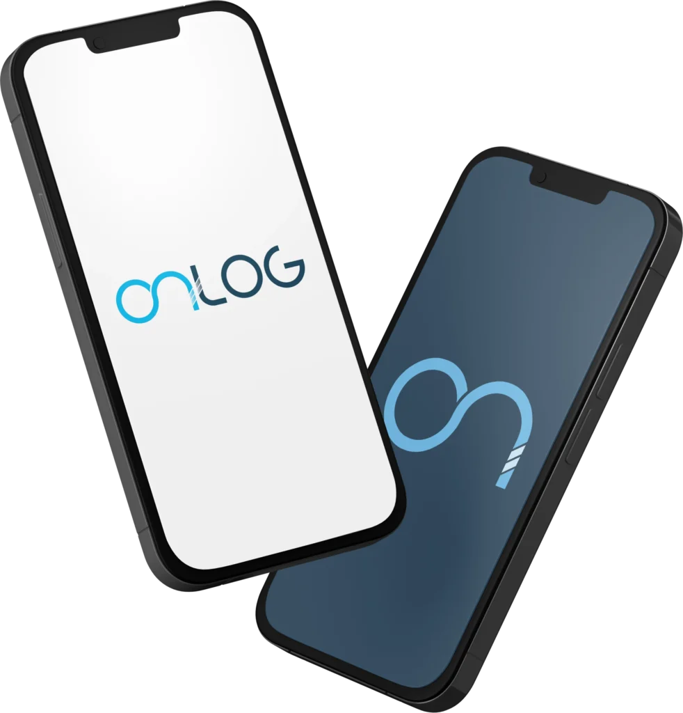Celulares exibindo o aplicativo Onlog
